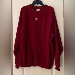 Gymshark Burgundy Oversized Pullover Sweatshirt with White Logo